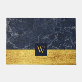 Elegante Monogram Gold-Marmor Fußmatte
