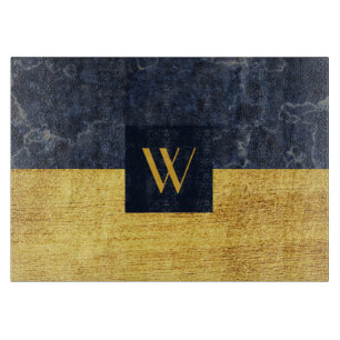 Elegante Monogram Gold-Marmor Schneidebrett