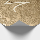 Elegante Monogram Gold Moderne Girly Floral Geschenkpapier (Ecke)