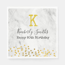 Elegante Monogram Gold Punkte auf Marmor 80. Gebur Serviette