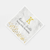 Elegante Monogram Gold Punkte auf Marmor 80. Gebur Serviette (Ecke)