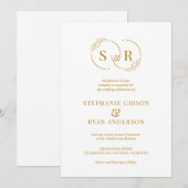 Elegante Monogram Gold Script Moderne Hochzeit Einladung (Vorne/Hinten)