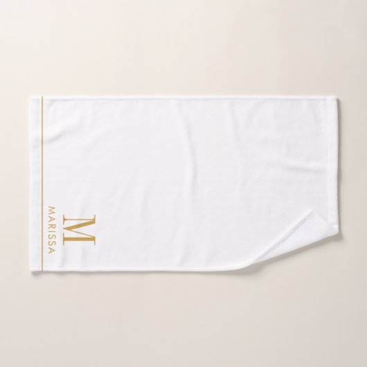 Elegante Monogram Gold Script Name Weiß Badhandtuch Set (Handtuch)