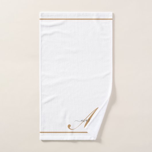 Elegante Monogram Gold Script Name Weiß Badhandtuch Set (Handtuch)