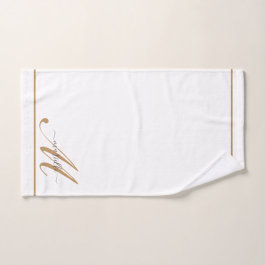 Elegante Monogram Gold Script Name Weiß Badhandtuch Set (Handtuch)