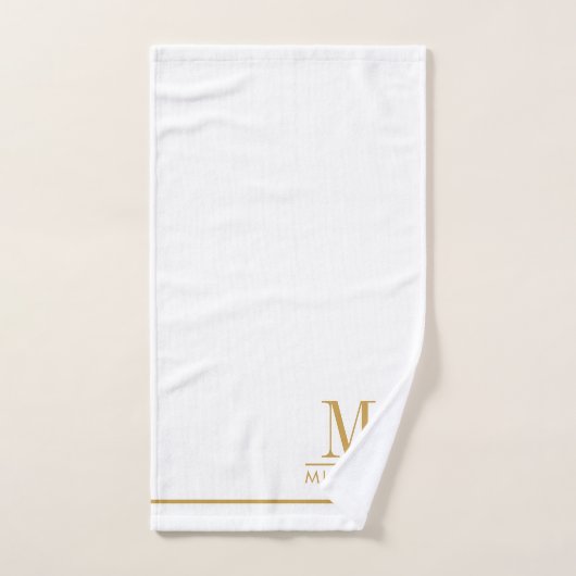 Elegante Monogram Gold Script Name Weiß Badhandtuch Set (Handtuch)