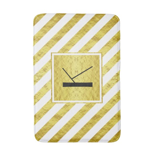 Elegante Monogram Gold Stripes Badematte (Vorderseite Vertikal)