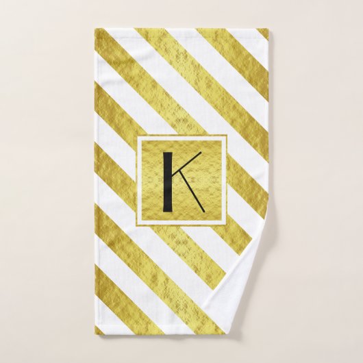 Elegante Monogram Gold Stripes Badhandtuch Set (Handtuch)