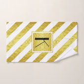 Elegante Monogram Gold Stripes Badhandtuch Set (Handtuch)
