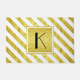 Elegante Monogram Gold Stripes Fußmatte