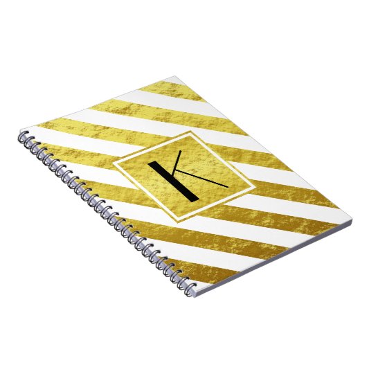 Elegante Monogram Gold Stripes Notizblock (Rechte Seite)