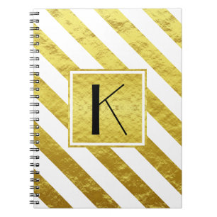 Elegante Monogram Gold Stripes Notizblock