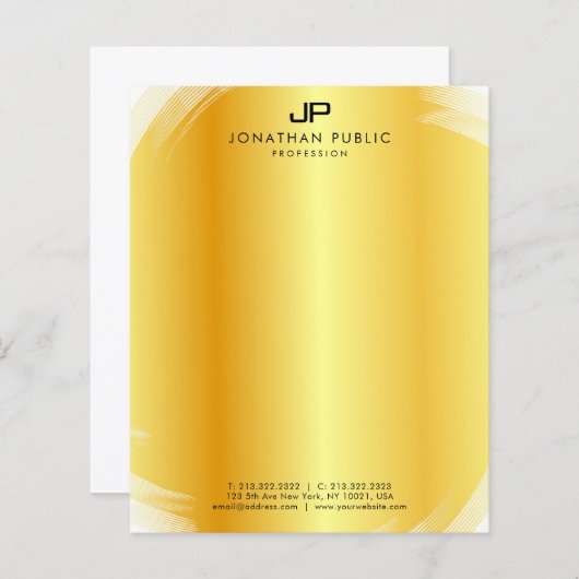 Elegante Monogram Gold Template Moderne Beruflich (Vorne/Hinten)