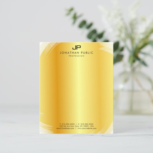 Elegante Monogram Gold Template Moderne Beruflich (Stehend Vorderseite)