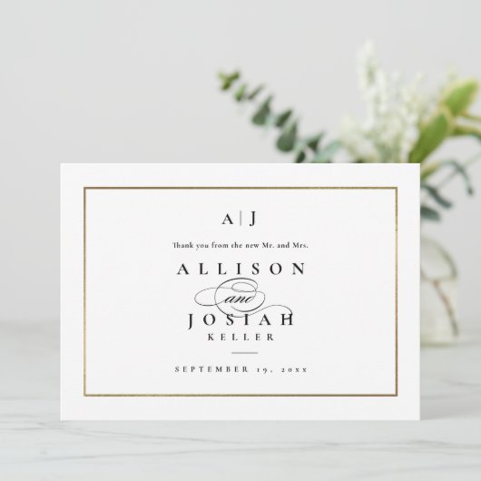 Elegante Monogram Gold Wedding (Stehend Vorderseite)