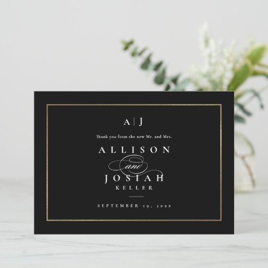 Elegante Monogram Gold Wedding (Stehend Vorderseite)