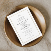 Elegante Monogram Gold Wedding Einladung