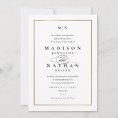 Elegante Monogram Gold Wedding Einladung (Vorderseite)