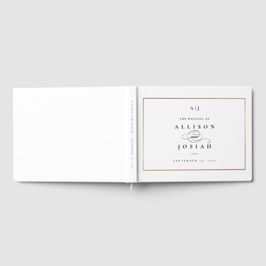 Elegante Monogram Gold Wedding Gästebuch (Voll)