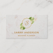 Elegante Monogram Gold White Lilies Marmor