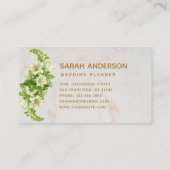 Elegante Monogram Gold White Lilies Marmor Visitenkarte (Rückseite)