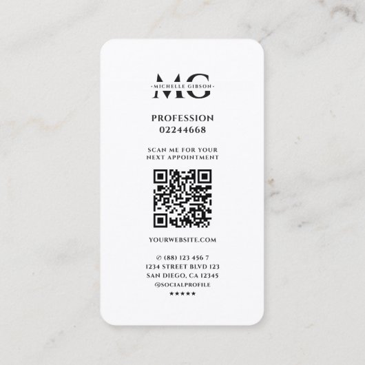 Elegante Monogram Gold White Medical Caduceus Visitenkarte (Rückseite)