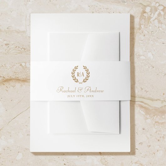 Elegante Monogram Gold White Wedding Einladungsbanderole