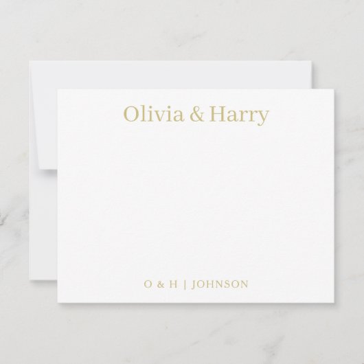 Elegante Monogram Gold White Wedding Note Card Mitteilungskarte (Vorderseite)