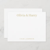 Elegante Monogram Gold White Wedding Note Card Mitteilungskarte (Vorne/Hinten)