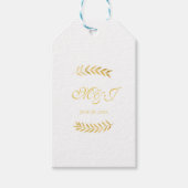 Elegante Monogram Golden Blätter Gastgeschenk Hoch Geschenkanhänger (Vorderseite)