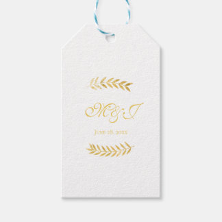 Elegante Monogram Golden Blätter Gastgeschenk Hoch Geschenkanhänger