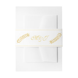Elegante Monogram Golden Blätter Wedding Einladungsbanderole