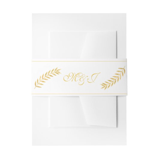 Elegante Monogram Golden Blätter Wedding Einladungsbanderole (Vorderseite Beispiel)