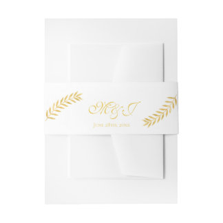Elegante Monogram Golden Blätter Wedding Einladungsbanderole
