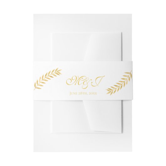 Elegante Monogram Golden Blätter Wedding Einladungsbanderole (Vorderseite Beispiel)