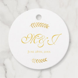 Elegante Monogram Golden Blätter Wedding Geschenkanhänger