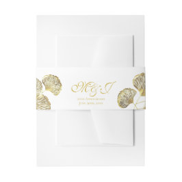 Elegante Monogram Golden Ginkgo Biloba Blätter Einladungsbanderole
