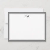 Elegante Monogram Gray Border Minimalistisch Note  Mitteilungskarte (Vorderseite)