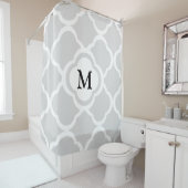 Elegante Monogram Gray Quatrefolie Duschvorhang (Beispiel)