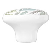 Elegante Monogram Green Blue Botanical Watercolor Keramikknauf (Seitenansicht)