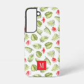 Elegante Monogram Green Botanical Palm Blätter Samsung Galaxy Hülle (Rückseite)