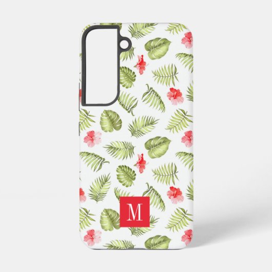 Elegante Monogram Green Botanical Palm Blätter Samsung Galaxy Hülle (Rückseite)