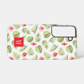 Elegante Monogram Green Botanical Palm Blätter Samsung Galaxy Hülle (Rückseite (Horizontal))