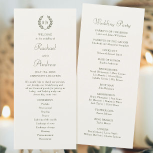 Elegante Monogram Green Cream Wedding Timeline Fla Programm