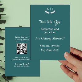 Elegante Monogram Green Jewel Tone SaveDate Card Einladung