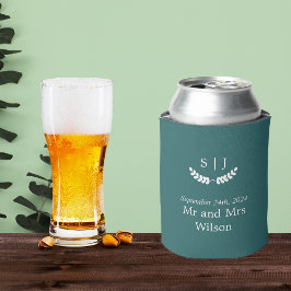 Elegante Monogram Green Jewel Tone Wedding Dosenkühler