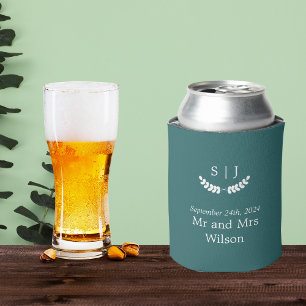 Elegante Monogram Green Jewel Tone Wedding Dosenkühler