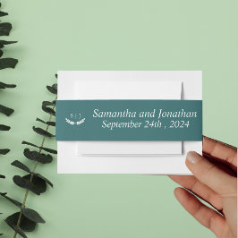 Elegante Monogram Green Jewel Tone Wedding Einladungsbanderole