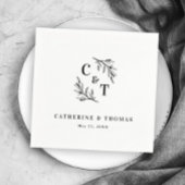 Elegante Monogram Greenerity Blätter Wedding Serviette