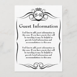 Elegante Monogram Guest Information Card Begleitkarte